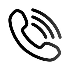 Phone with waves symbol icon - black gradient outline, isolated - vector