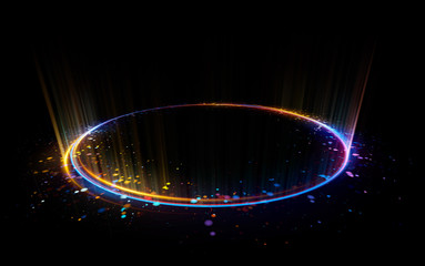 Abstract background. Motion swirl. Glowing circle. Bright spiral. Glow podium. Empty Scene. Space...