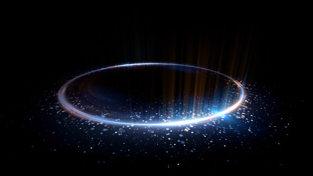 Abstract background. Motion swirl. Glowing circle. Bright spiral. Glow podium. Empty Scene. Space tunnel. Light ellipse. Glint galaxy. Oval stage. Led studio. Lens flare. Glare ring. Show disc. - Powered by Adobe
