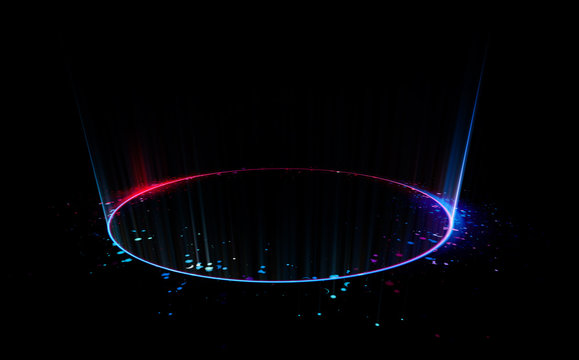 Abstract background. Motion swirl. Glowing circle. Bright spiral. Glow podium. Empty Scene. Space tunnel. Light ellipse. Glint galaxy. Oval stage. Led studio. Lens flare. Glare ring. Show disc.