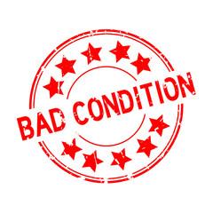 Grunge red bad condition word round rubber seal stamp on white background