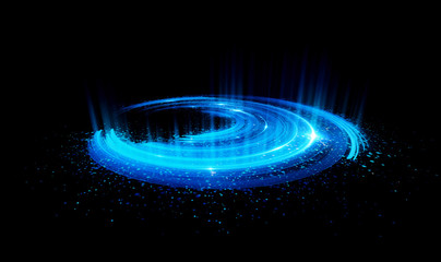 Abstract background. Motion swirl. Glowing circle. Bright spiral. Glow podium. Empty Scene. Space tunnel. Light ellipse. Glint galaxy. Oval stage. Led studio. Lens flare. Glare ring. Show disc.