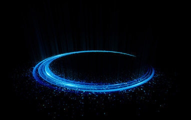 Abstract background. Motion swirl. Glowing circle. Bright spiral. Glow podium. Empty Scene. Space tunnel. Light ellipse. Glint galaxy. Oval stage. Led studio. Lens flare. Glare ring. Show disc.