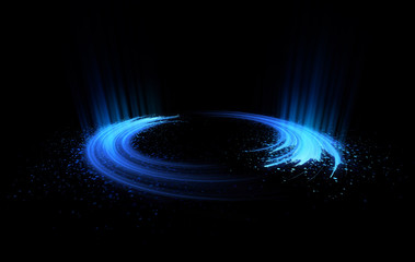 Abstract background. Motion swirl. Glowing circle. Bright spiral. Glow podium. Empty Scene. Space tunnel. Light ellipse. Glint galaxy. Oval stage. Led studio. Lens flare. Glare ring. Show disc.