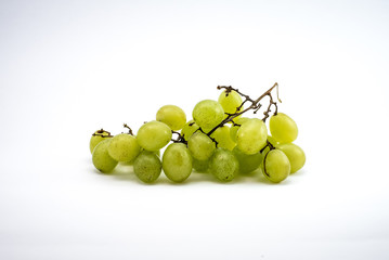bunch of green grapes on white background