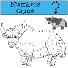 Educational game: Numbers game. Cute beautiful yak.