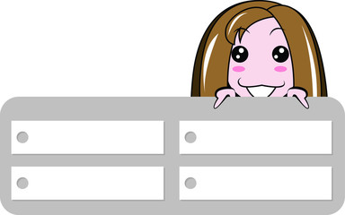 A long hair girl hold check list board illustration business or education sign