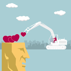 Naklejka premium Load a heart-shaped symbol into the human brain. Use the loader.