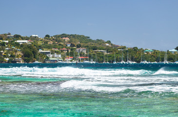 Saint Vincent and the Grenadines, view from fort Fort Duvernette, Blue Lagoon