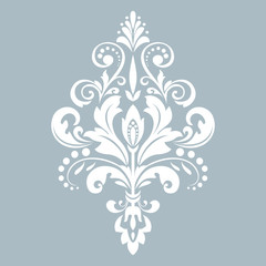 Damask graphic ornament. Floral design element. Blue vector pattern