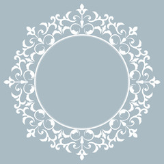Decorative frame Elegant vector element for design in Eastern style, place for text. Floral blue border. Lace illustration for invitations and greeting cards