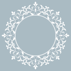 Decorative frame Elegant vector element for design in Eastern style, place for text. Floral blue border. Lace illustration for invitations and greeting cards