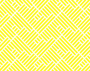 Abstract geometric pattern with stripes, lines. Seamless vector background. White and yellow ornament. Simple lattice graphic design
