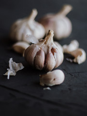 Garlic on a black background