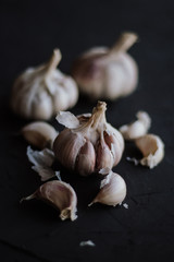 Garlic on a black background