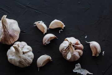 Garlic on a black background