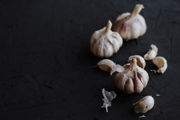 Garlic on a black background