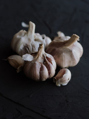 Garlic on a black background