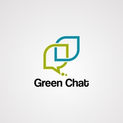 green chat logo vector, icon, template, and element
