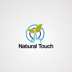 natural touch logo vector with leaf and circle, element,icon, and template for company