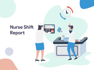 Nurse Shift Report illustration. Modern flat design style for website and mobile website.Vector illustration