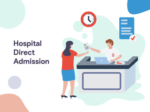 Hospital Direct Admission Illlustration. Modern Flat Design Style For Website And Mobile Website.Vector Illustration