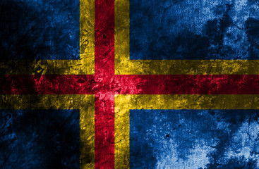 Fototapeta premium Aland grunge flag, Finland dependent territory flag