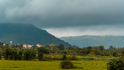 landscape with blue sky and clouds