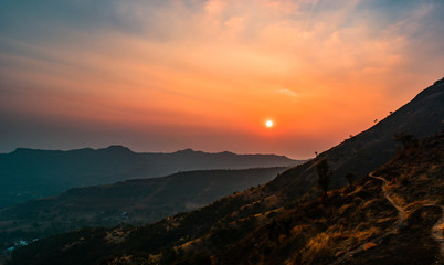 sunset in mountains