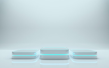 Futuristic pedestal for display, Platform for design, Blank podium for product. 3d rendering - Illustration