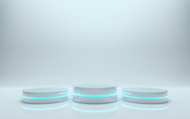 Futuristic pedestal for display, Platform for design, Blank podium for product. 3d rendering - Illustration