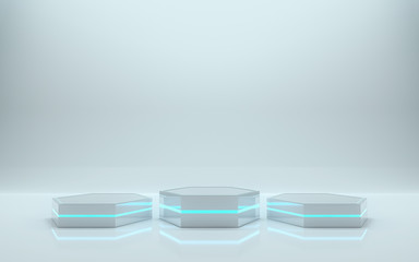 Futuristic pedestal for display, Platform for design, Blank podium for product. 3d rendering - Illustration