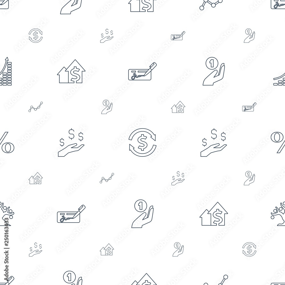 Sticker investment icons pattern seamless white background