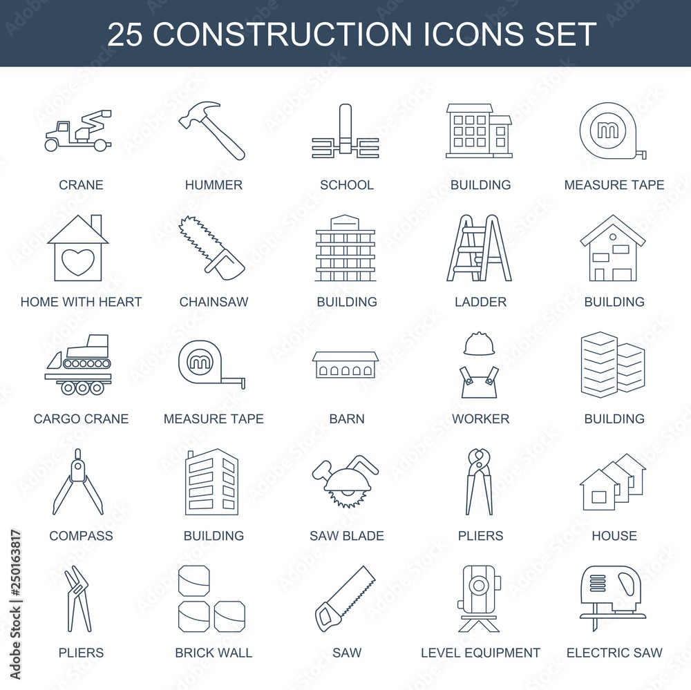 Wall mural construction icons