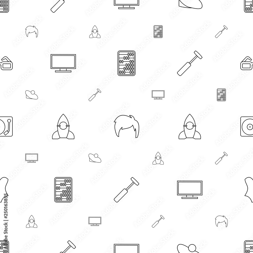 Sticker retro icons pattern seamless white background