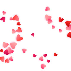 Red flying hearts bright love passion vector background.