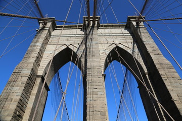 The pylon of Brooklyn Bridge, New York