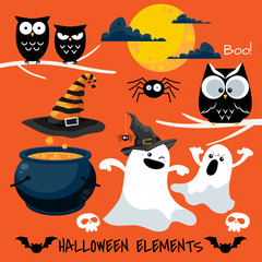 Set of Halloween elements and symbols.