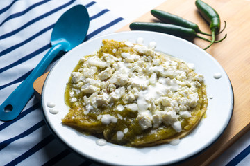Mexican food. Green enchiladas