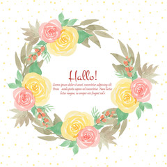 watercolor floral wreath with beautiful roses