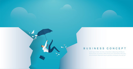 businessman falls into the abyss crisis bankruptcy. vector illustration eps10