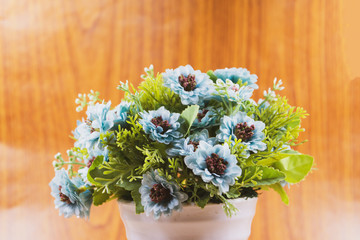 Artificial flower bouquet decoration, copy space background