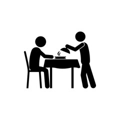 waiter, man, hot food in restaurant icon. Element of dinner in a restaurant illustration. Premium quality graphic design icon. Signs and symbols collection icon for websites