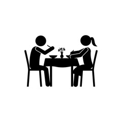 man, woman, eating in restaurant icon. Element of dinner in a restaurant illustration. Premium quality graphic design icon. Signs and symbols collection icon for websites