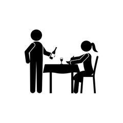 waiter, women, wine in restaurant icon. Element of dinner in a restaurant illustration. Premium quality graphic design icon. Signs and symbols collection icon for websites