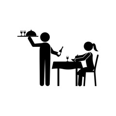 waiter, women, wine in restaurant icon. Element of dinner in a restaurant illustration. Premium quality graphic design icon. Signs and symbols collection icon for websites