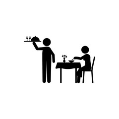 waiter move food, women, eating in restaurant icon. Element of dinner in a restaurant illustration. Premium quality graphic design icon. Signs and symbols collection icon