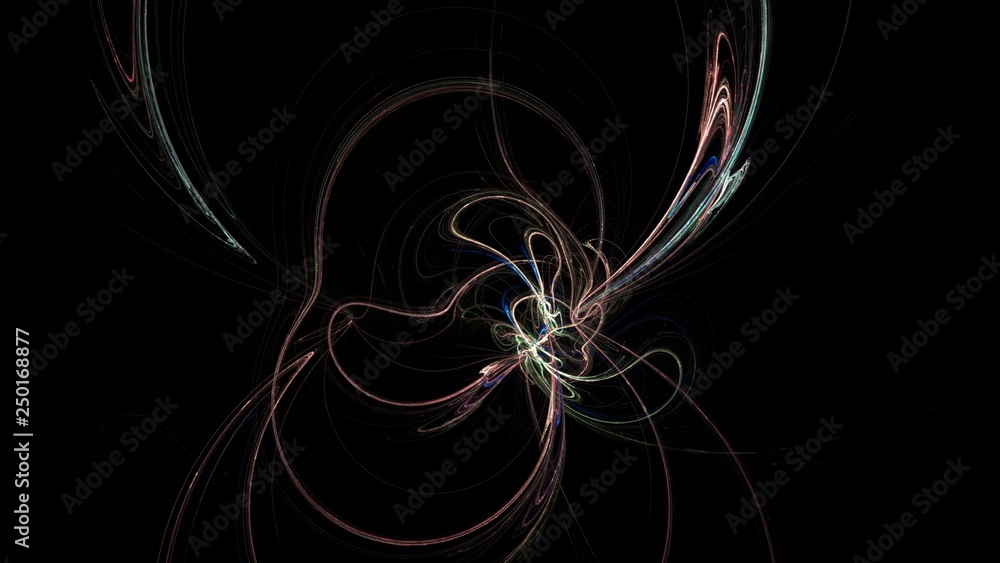 Poster fantasy chaotic colorful fractal pattern. abstract fractal shapes. 3d rendering illustration backgro