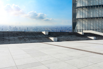 City skyline and buildings with empty square floor in Shanghai,China