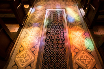 Lighting down on floor at Collegiale Church - Neuchatel, Switzerland
